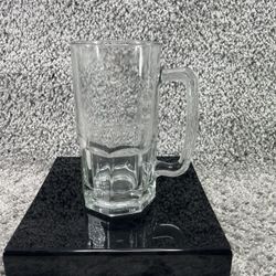 Vintage Libbey 32oz Beer Stein 8 In Heavy Clear Glass Mug Panelled Base