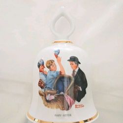Danbury Mint Norman Rockwell Babysitter Bell 1979 Porcelain W. Germany