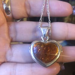 Sterling Silver Amber Necklace 