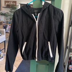 Black hooded Zip Up Sweater