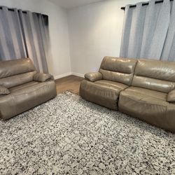 Leather Couch And Oversized Chair