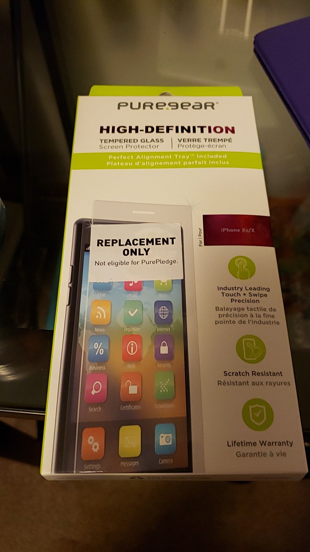 Pure Gear High Definition Tempered Glass iphone Xs/X Screen Protector