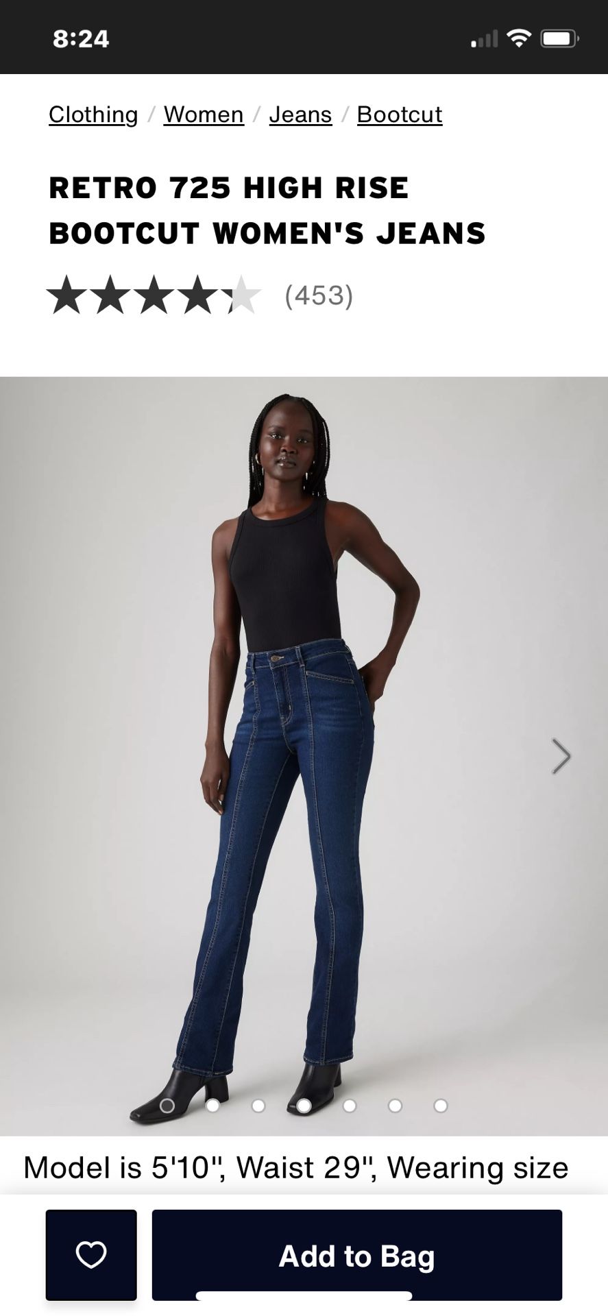 725 High Rise Boot Cut Levi’s 28x 30