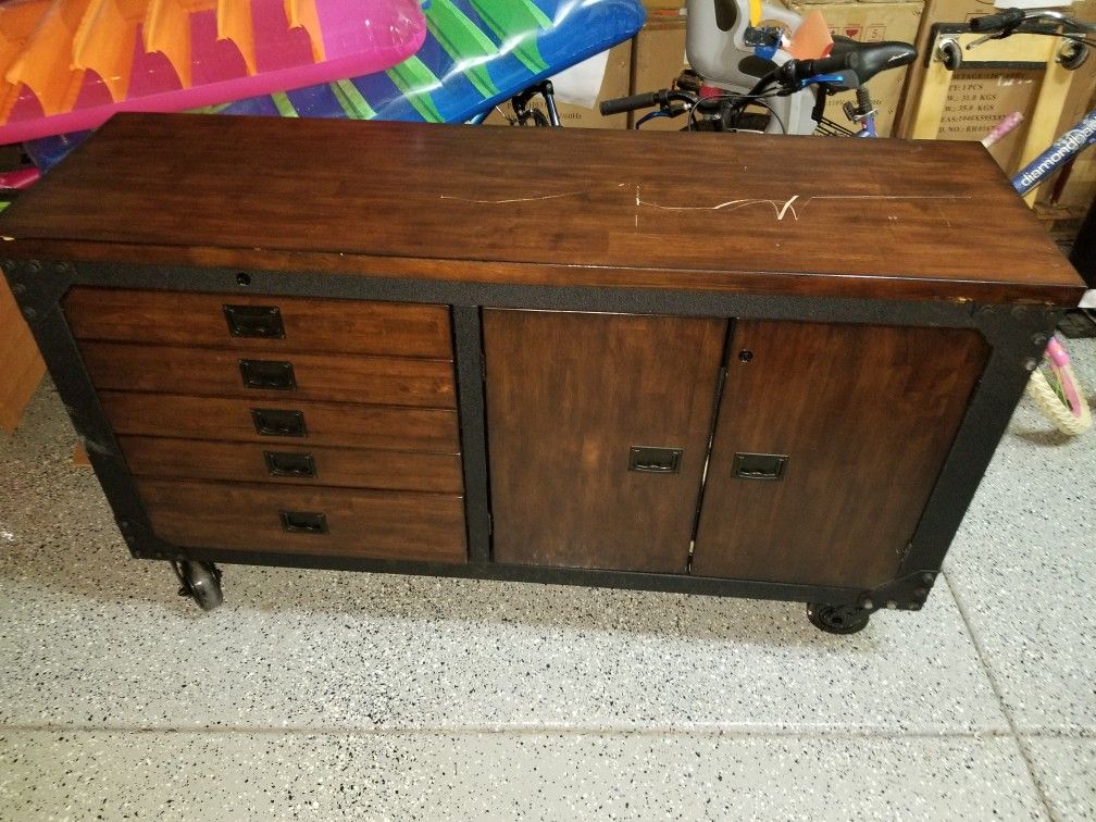 Whalen Industrial 63" Metal & Wood Tool Cabinet