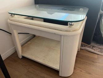 Glass and Wooden Side Table
