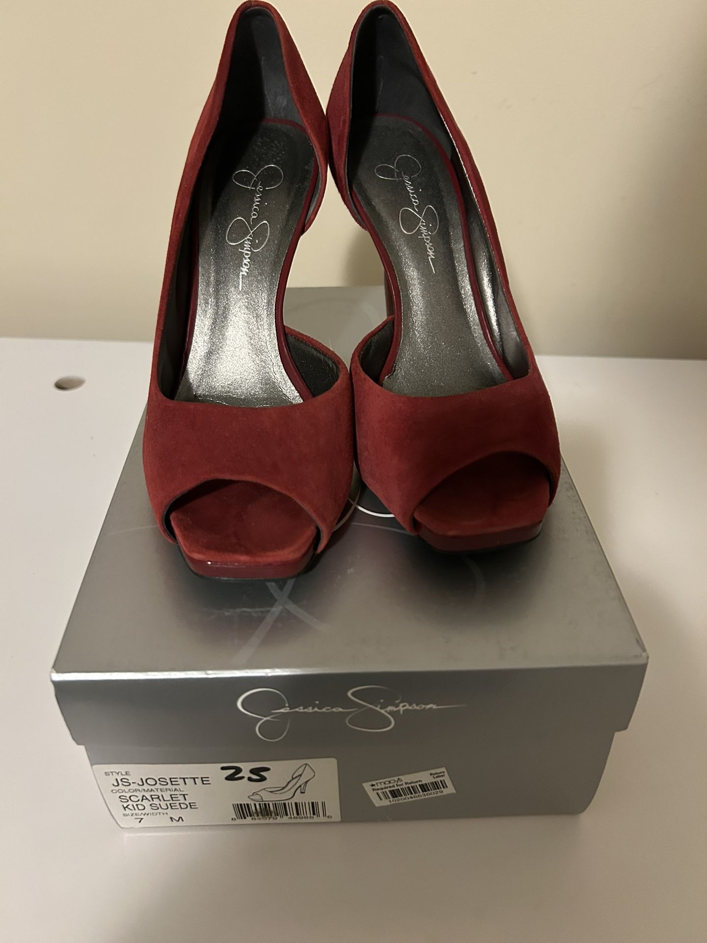 Jessica Simpson Suede Peep Toe Heels Women Size 7