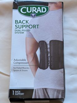 CURAD Back Support with Dual- Pulley System, Size S/M - Small/Medium, Black