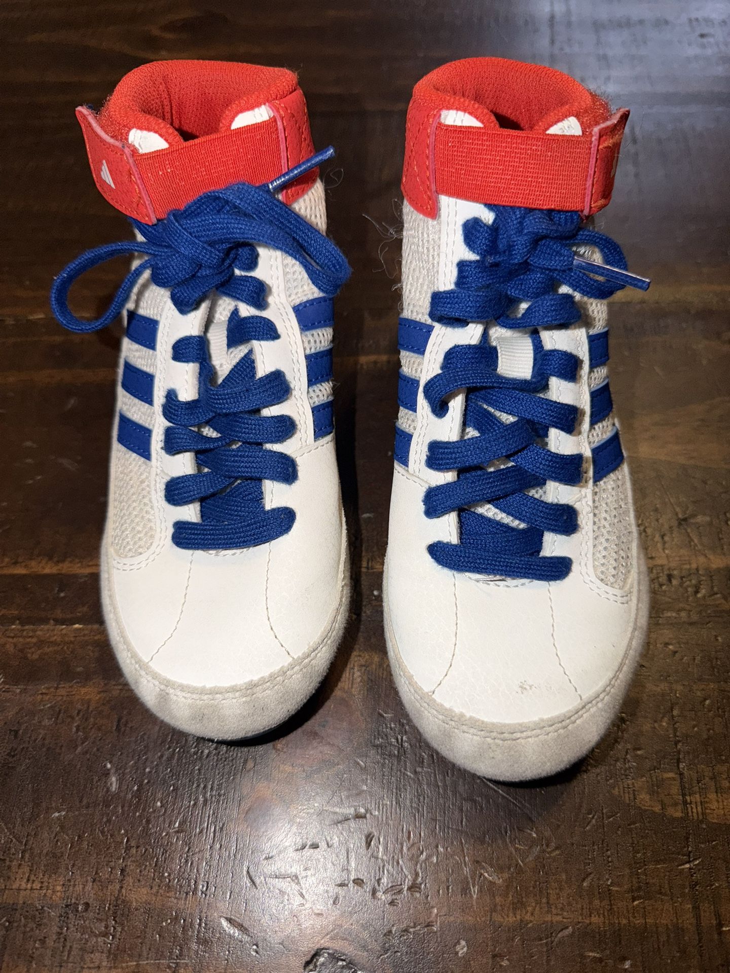 Youth Size 13K Adidas HVC Mesh Wrestling Shoes Red White Blue 3 Stripe Excellent