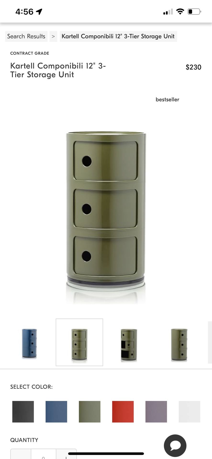 Kartell Componibili 3-Tier Storage Unit in Green