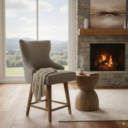 Contemporary High-Back Swivel Seat Counter Stool, 39"H, 