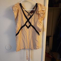 Light Weight Ruffle Sleeve Tan Top