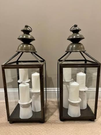 Pottery Barn Brown Lanterns (Set Of Two)