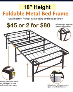Twin  14”  or 18” Folding Metal Frame, Mattress Not Included