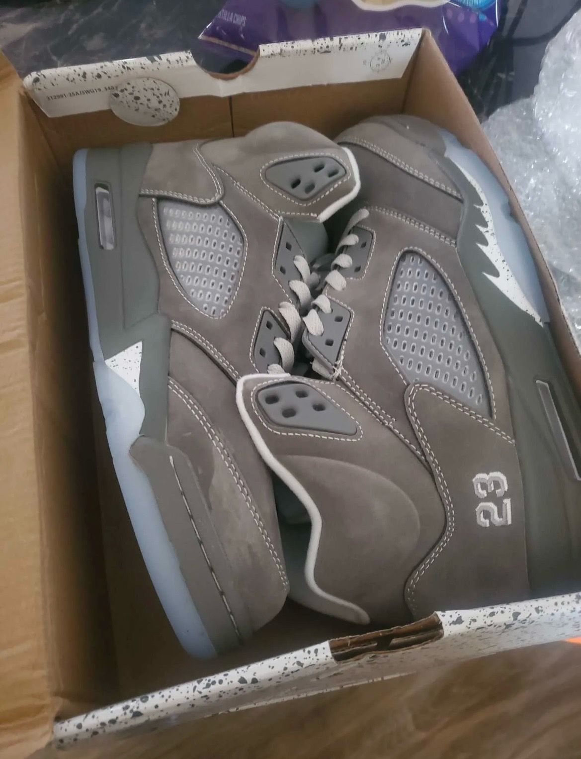 Grey wolf Jordan 5s size 10