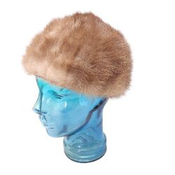 Vintage Mink Fur Hat Brown Pillbox 60s Rene Michael Cap Luxury Designer