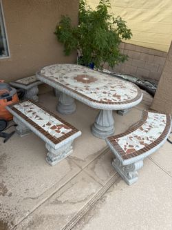 Concrete Patio Table & Benches