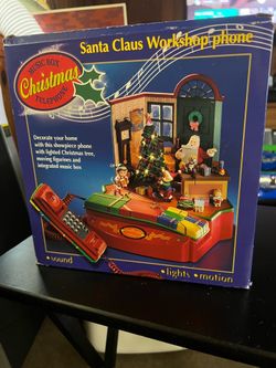 1980s Vintage Santa Claus Workshop Telephone and Music Box in Original Box