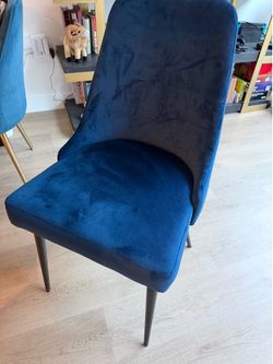 2 Blue Velvet Dining Chairs