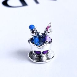 Genuine PANDORA Disney Donald & Daisy in a Tea Cup W/Pouch