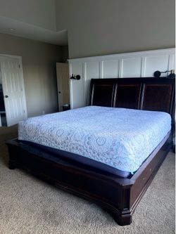 Dark Wood King Bed Frame