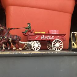Iron Coca Cola Horse And Wagon