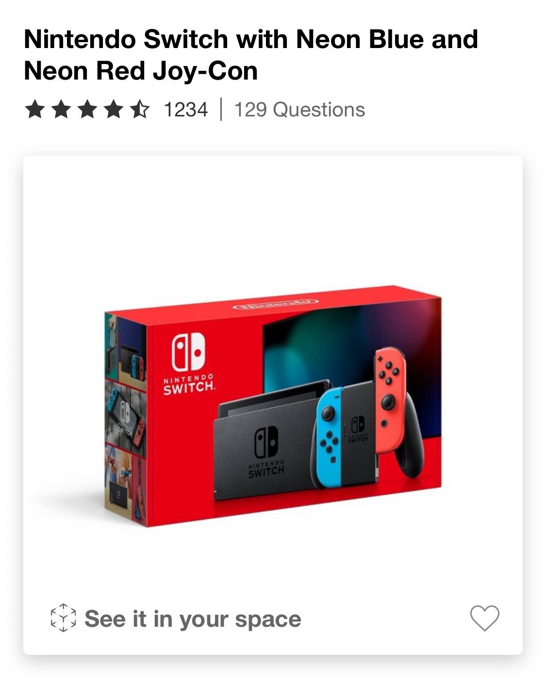 Nintendo Switch Console With 128GB SD CARD