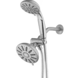 Glacier Bay 6-Spray 5 in. Dual Wall Mount Fixed and Handheld Shower Head 1.8 GPM in Brushed Nickel
