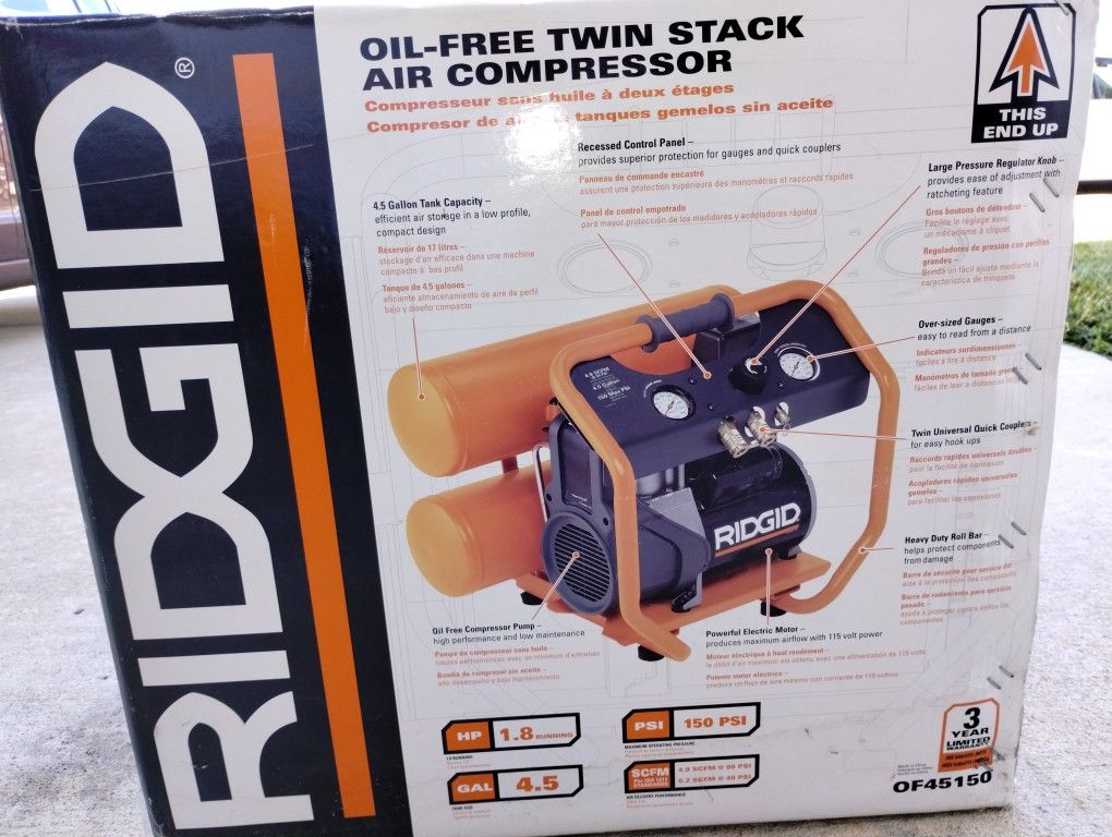 Ridgid twin 2024 stack air compressor