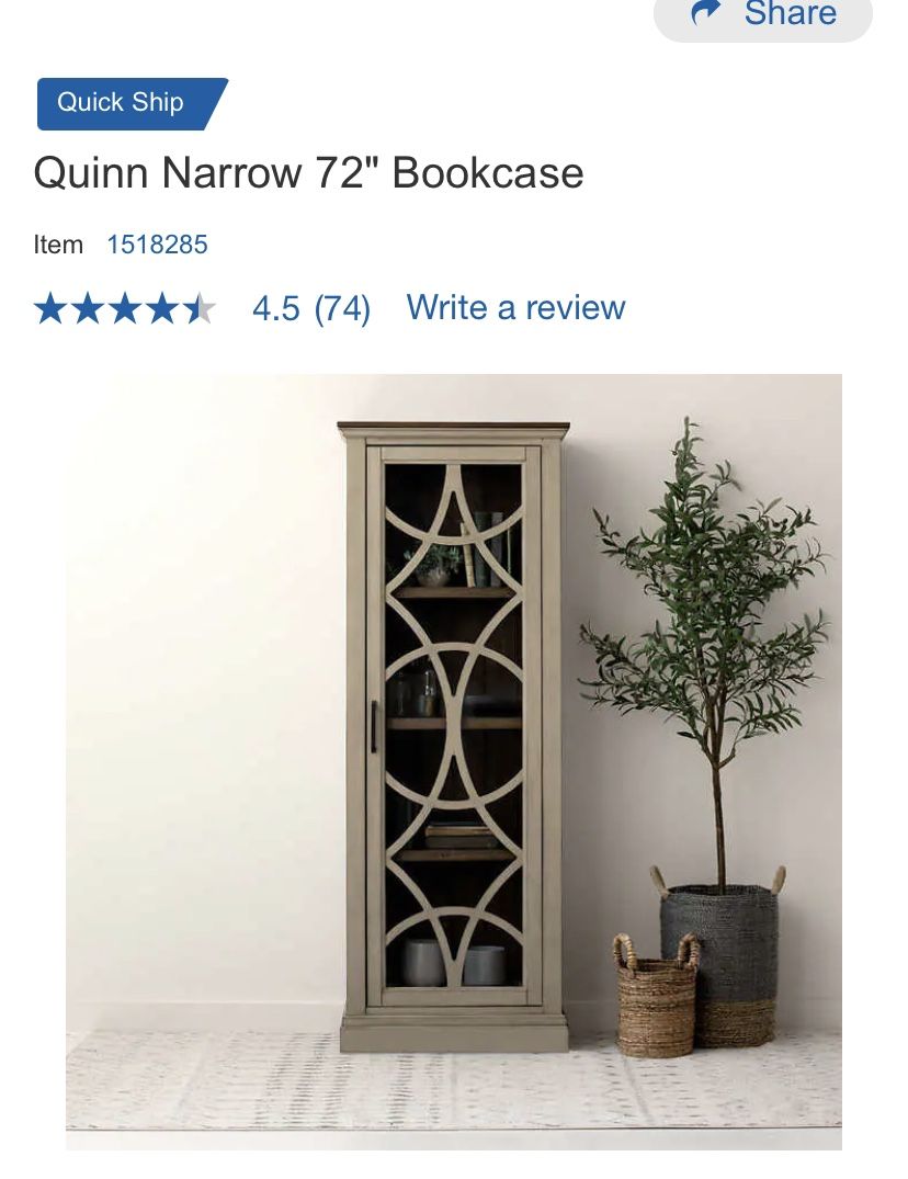 Quinn Narrow 72 Bookcase