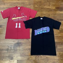 (2) Vintage Majestic MLB Jersey Lot Bundle Cardinals Diamondbacks Men S Small