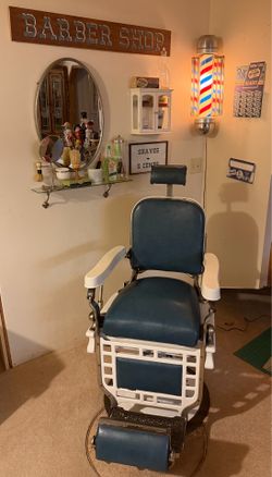 Vintage Theo-A-Kochs Barber Chair and related decor