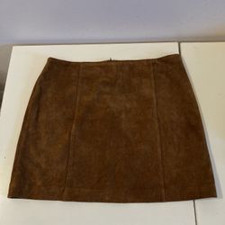 Brown Suede Skirt Women’s Size 10 Leather Miniskirt New Condition Worn Once
