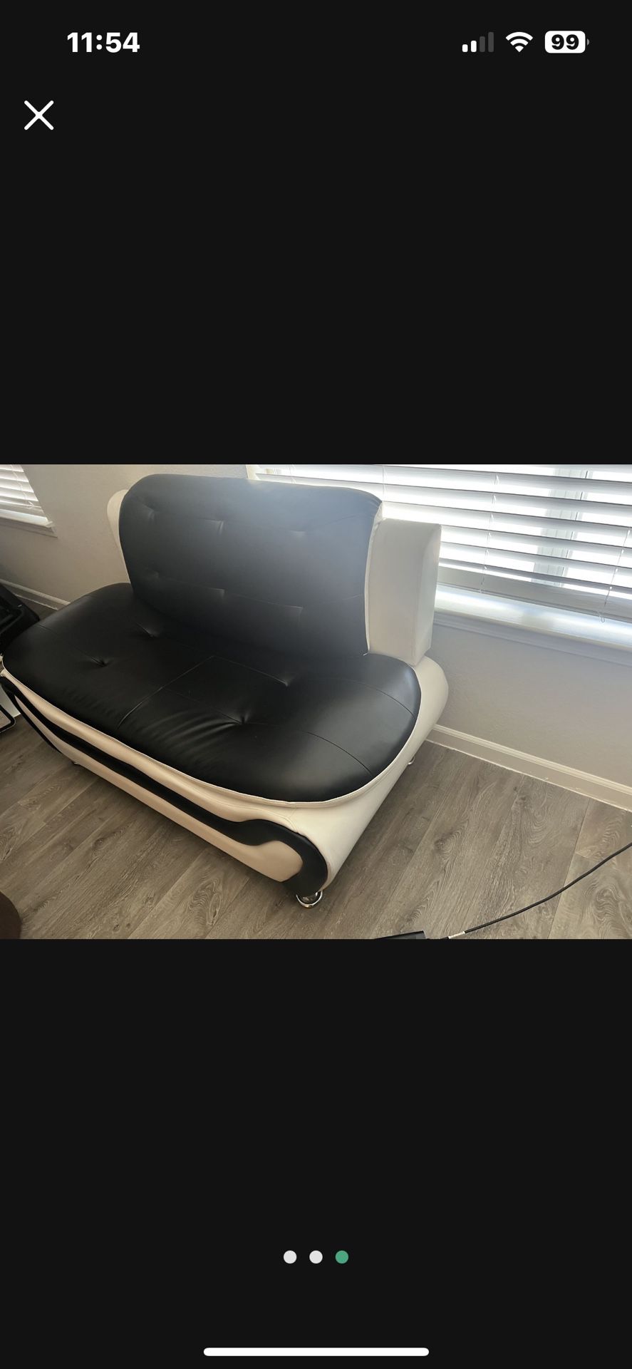 Leather Black And White Loveseat
