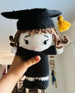 Crochet graduation plush