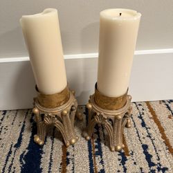 Cooper candle holders 8 inches tall without candles and 13 inches with candle 