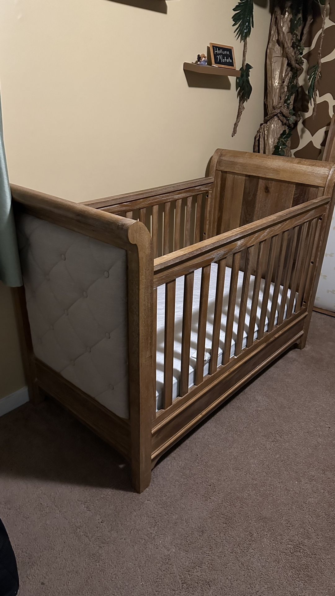 Convertible Crib With Mattress And Matching Dresser + Changing Table Attachment
