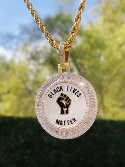 FIST JEWELRY BLACK LIVES MATTER NECKLACE 14K Gold Finish 24” Rope Chain