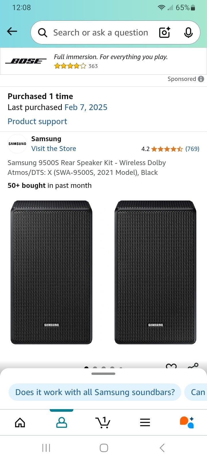 Samsung Rear Speakers Dolby Atmos