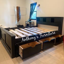 Queen Bed Frame With Drawers 