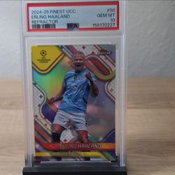 Topps Finest 2024-25 UCC Erling Haaland #50 Refractor PSA 10 Man City