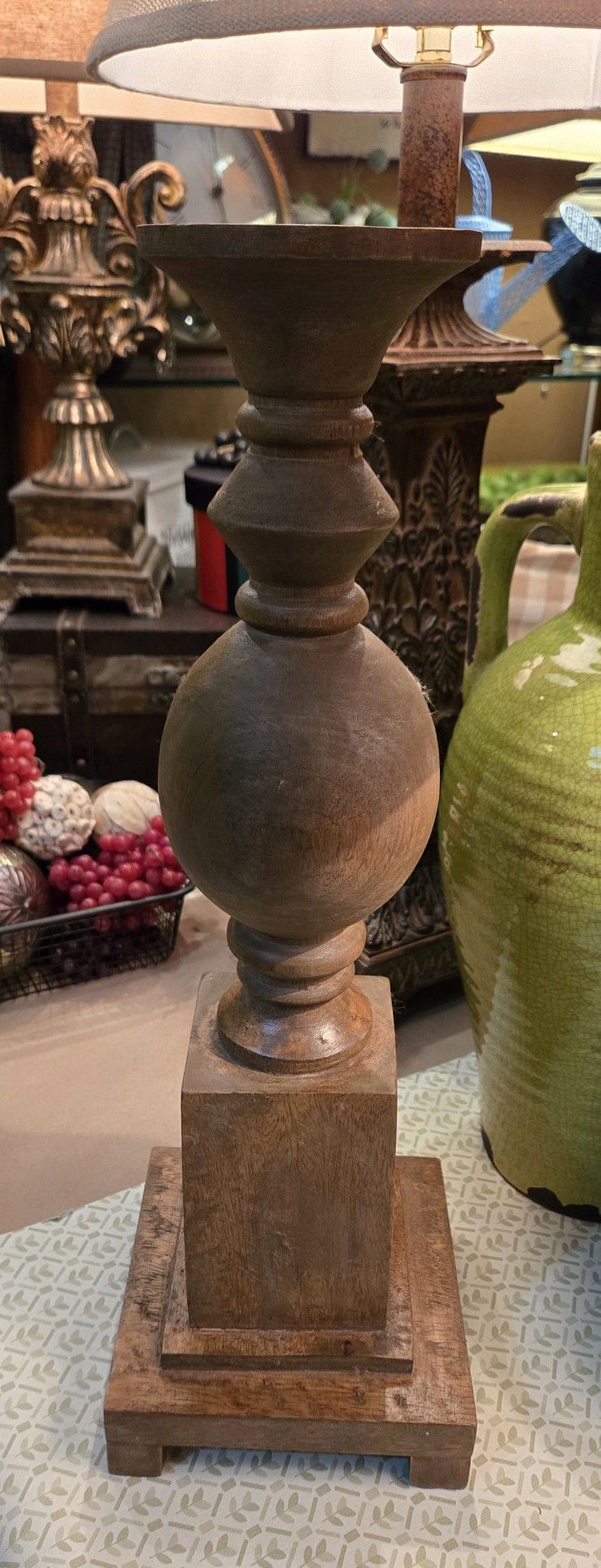 Large Farmhouse 18.5 Tall Wood Candle Holder
