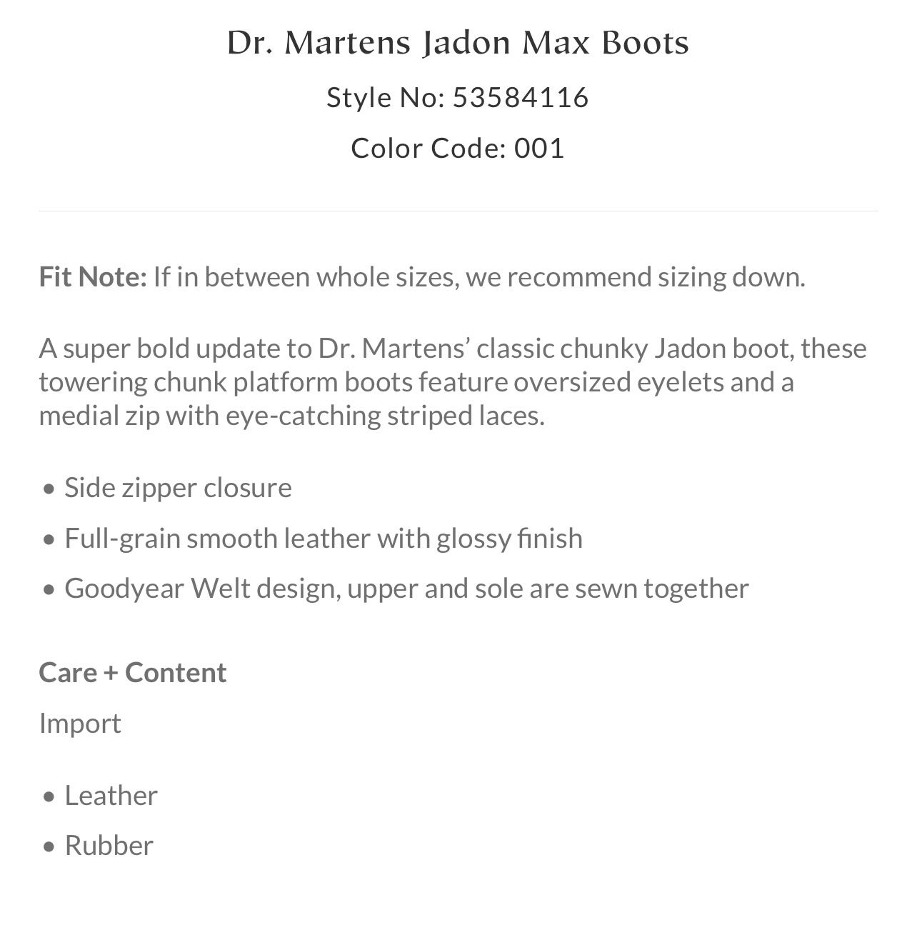 Dr. Martens Jadon Max Boots, Size 8