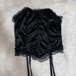 Black Corset. With Removable Stocking Holder Straps. One Size But Runs Small! 