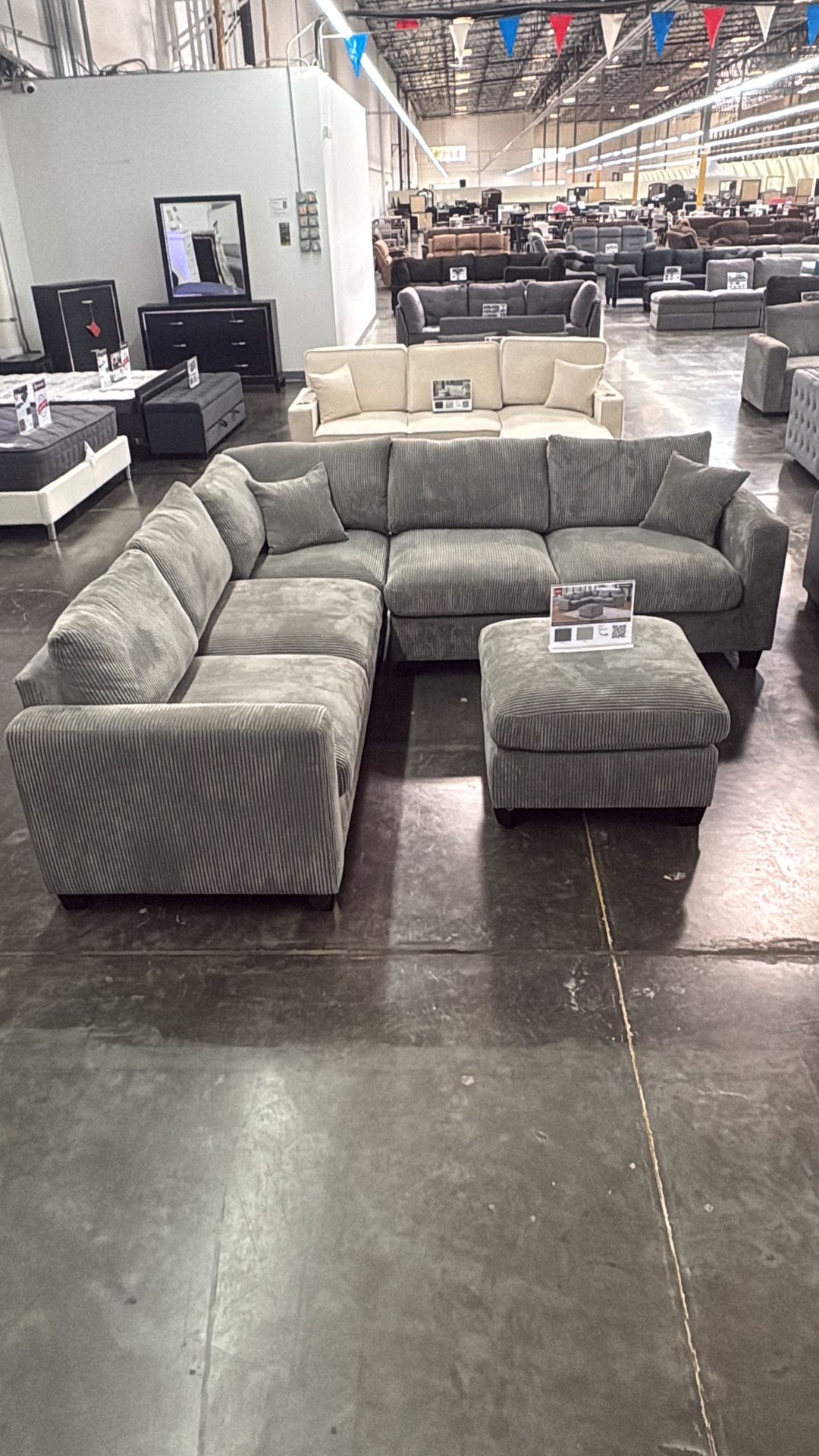 4 piece corduroy couch with ottoman 