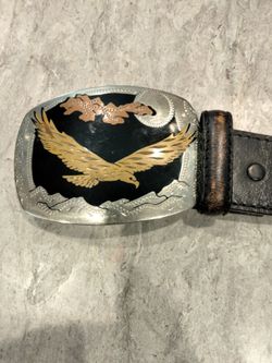 Colorado silver star Western belt buckle soaring eagle