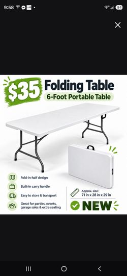 6-Foot Portable Folding Table