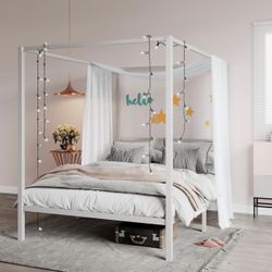 Metal Canopy Bed Frame Queen Size
