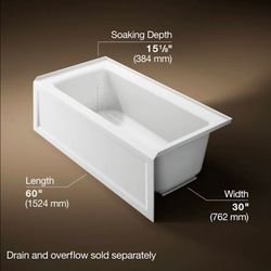 Kohler
Archer Three Wall Alcove Soaking Tub with Right Hand Drain and Integral Apron