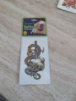 Snake and sword Temporary Tattoos Costume Accessory by Rubie's #1777 New