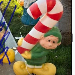 General Foam Lighted Christmas 36" Blow Mold ELF With Candy Cane